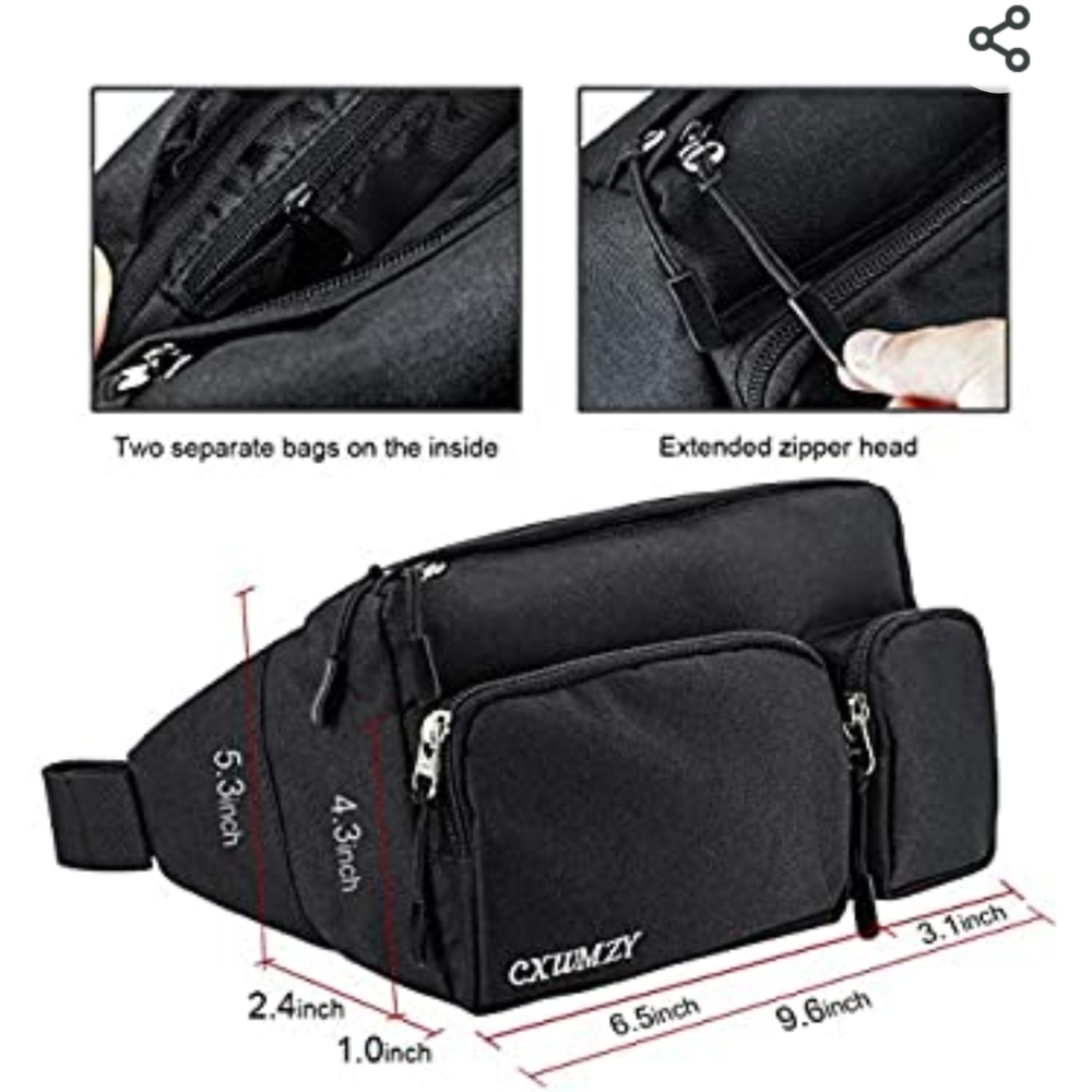 CXWMZY Black Unisex Waist Bag Fanny Pack - Picture 8 of 8